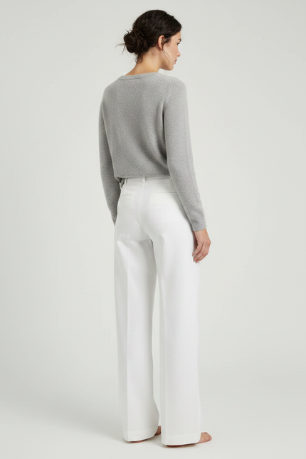 Pantalon Chino Blanc Ample Jambe Large Décontracté - Gabardine - vue 2
