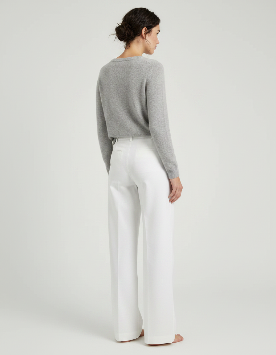 Pantalon Chino Blanc Ample Jambe Large Décontracté - Gabardine - vue 2
