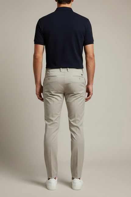 Pantalon Chino Homme Beige Slim Coton Décontracté Élégant - vue 2
