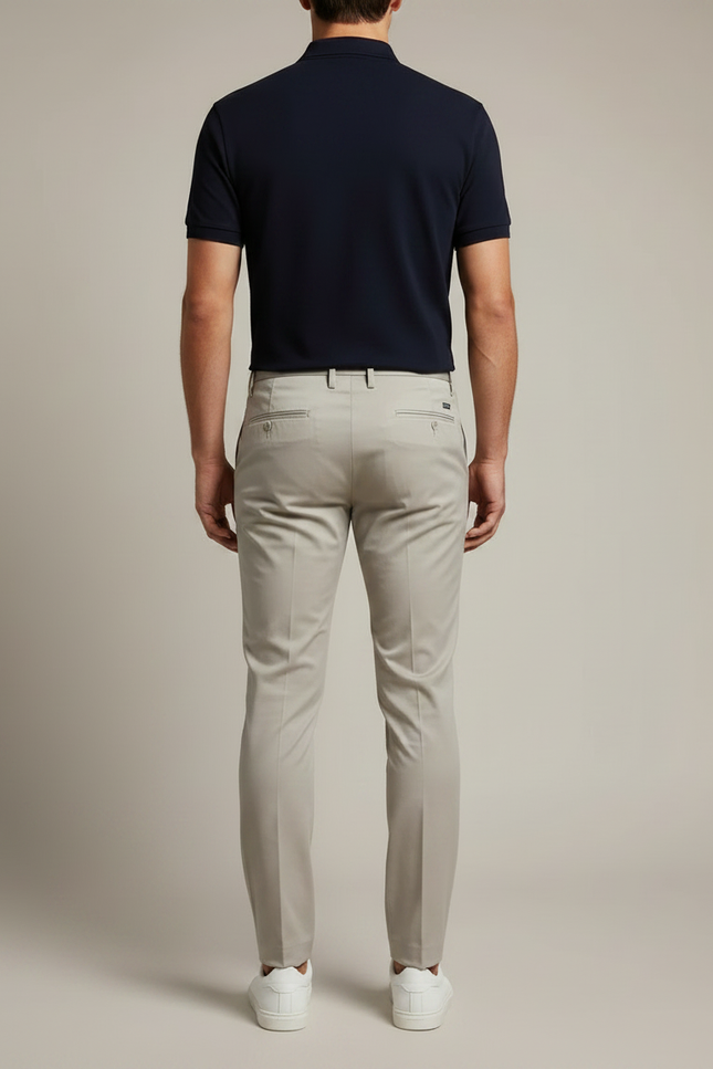 Pantalon Chino Homme Beige Slim Coton Décontracté Élégant - vue 2
