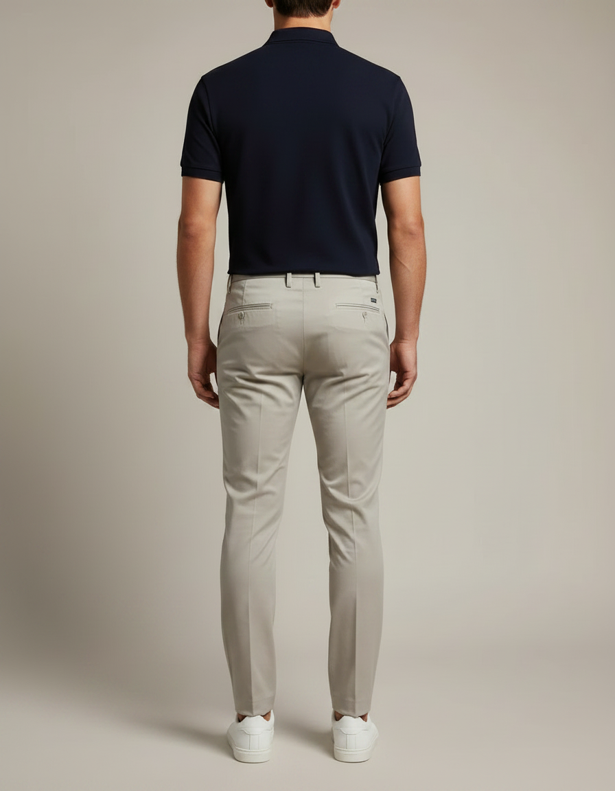 Pantalon Chino Homme Beige Slim Coton Décontracté Élégant - vue 2