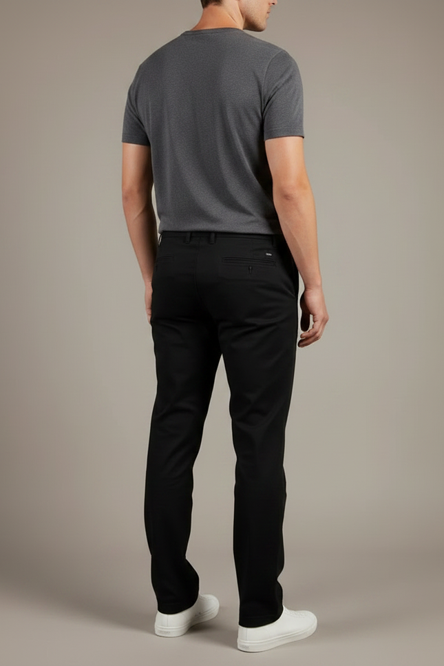 Pantalon Chino Noir Coton Slim Décontracté Homme - vue 2