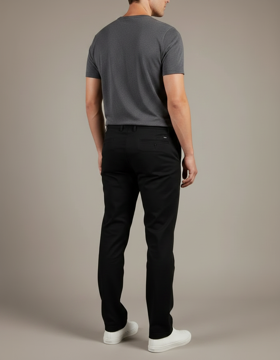 Pantalon Chino Noir Coton Slim Décontracté Homme - vue 2