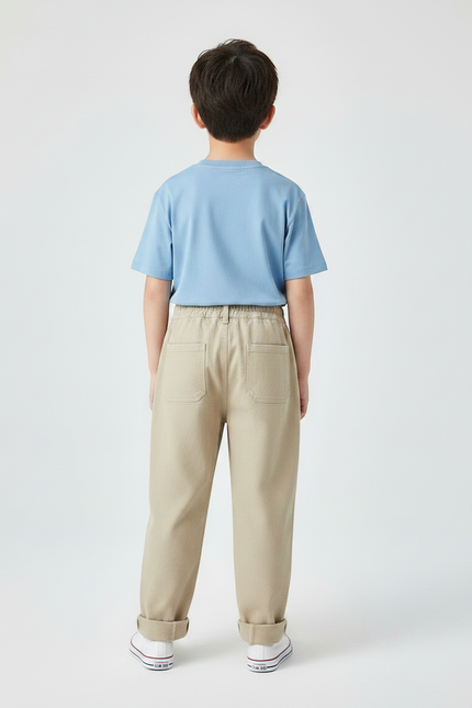 Pantalon Chino Beige Ample Décontracté Enfant Coton - vue 2