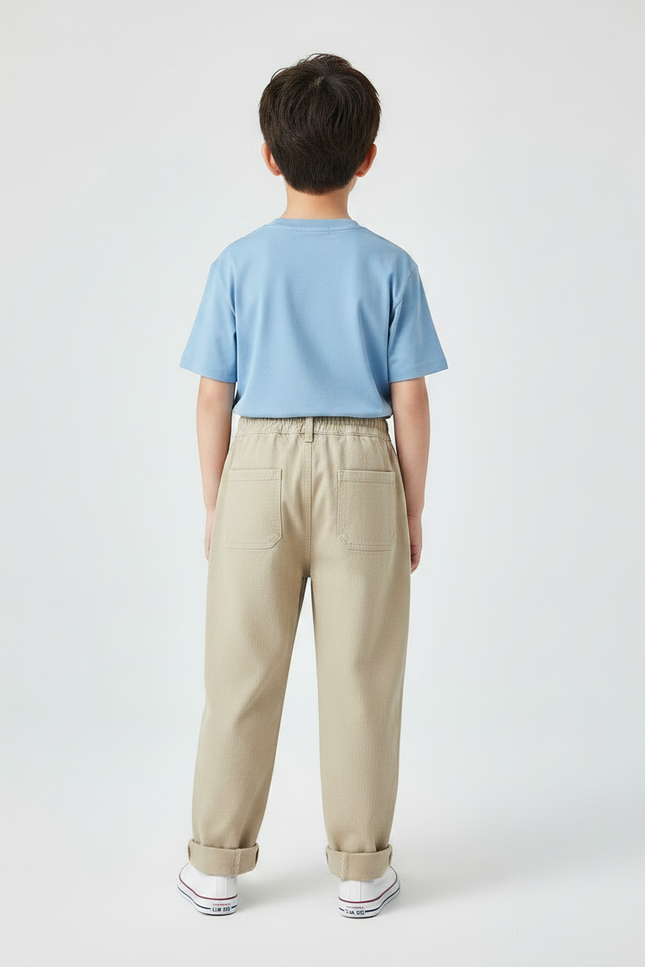 Pantalon Chino Beige Ample Décontracté Enfant Coton - vue 2