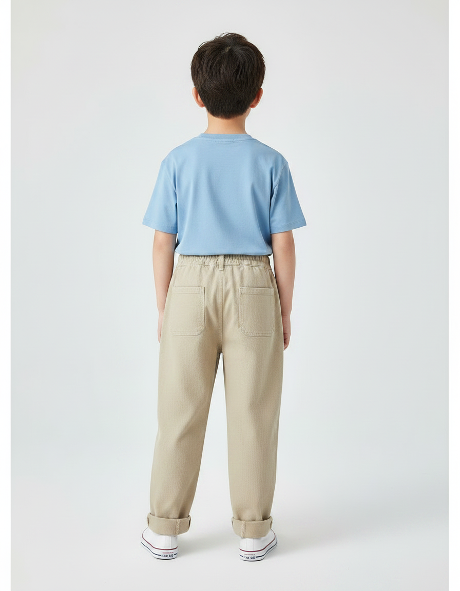 Pantalon Chino Beige Ample Décontracté Enfant Coton - vue 2