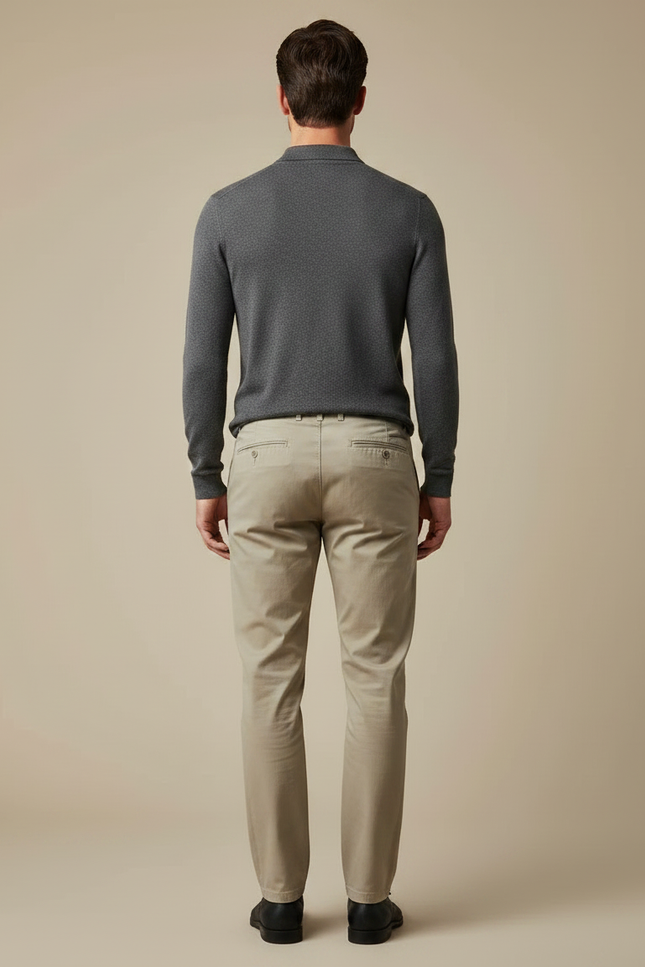 Pantalon Chino Beige Coton Droit Confortable Homme - vue 2