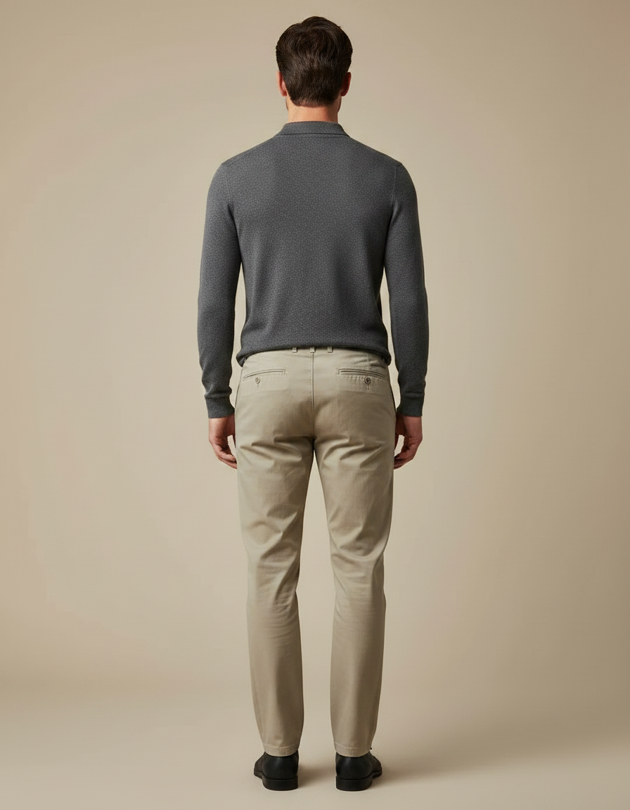 Pantalon Chino Beige Coton Droit Confortable Homme - vue 2
