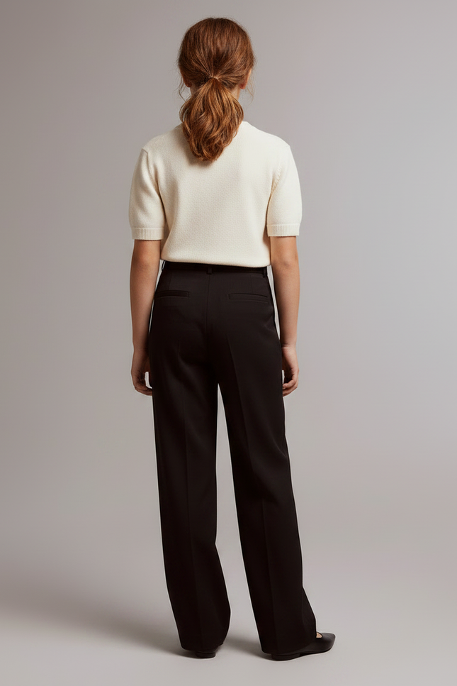 Pantalon Chino Noir Droit Fluide Élégant Enfant - Gabardine - vue 2
