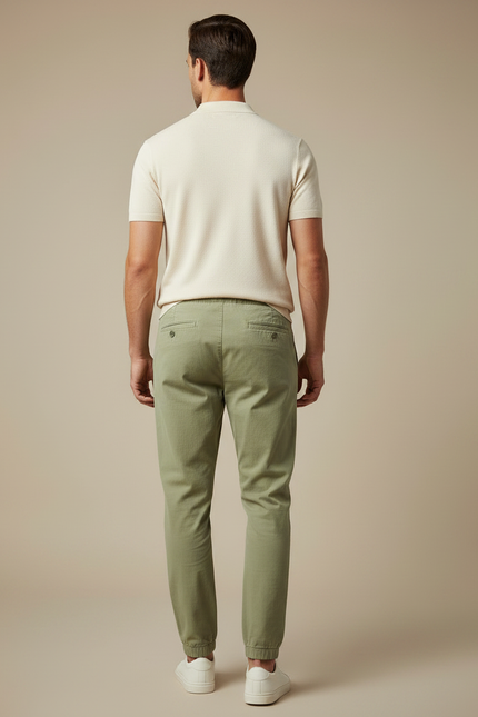Pantalon Chino Vert Kaki Cordon Décontracté Homme - Toile - vue 2