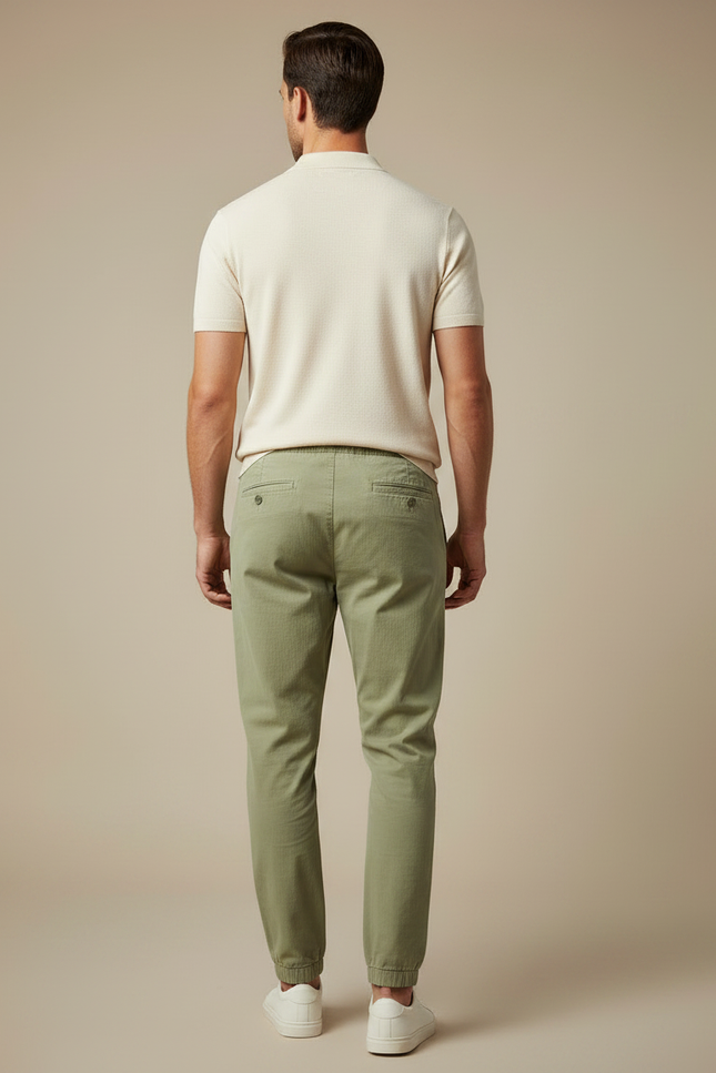 Pantalon Chino Vert Kaki Cordon Décontracté Homme - Toile - vue 2