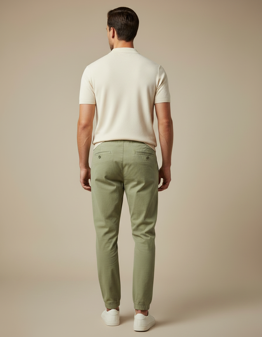 Pantalon Chino Vert Kaki Cordon Décontracté Homme - Toile - vue 2