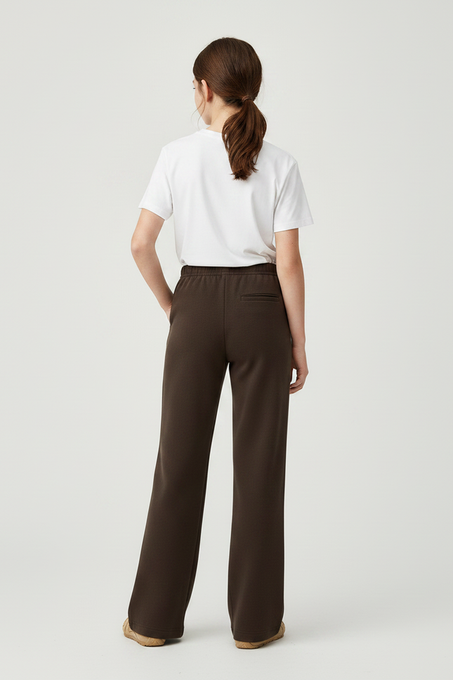 Pantalon Chino Marron Droit Ample Décontracté Femme - Molleton - vue 2