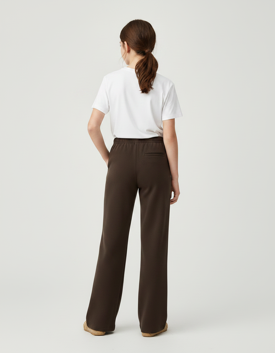 Pantalon Chino Marron Droit Ample Décontracté Femme - Molleton - vue 2