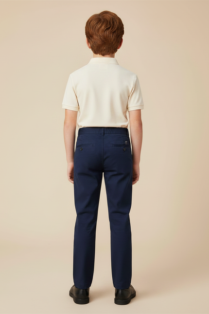 Pantalon Chino Marine Coton Droit Élégant Garçon - vue 2