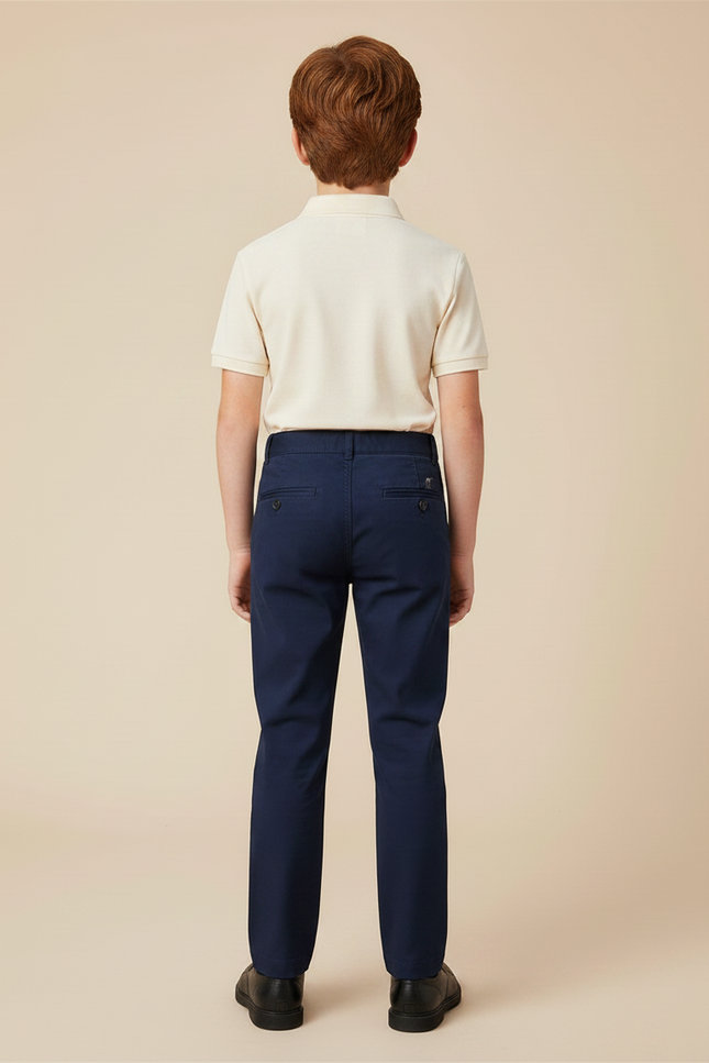 Pantalon Chino Marine Coton Droit Élégant Garçon - vue 2