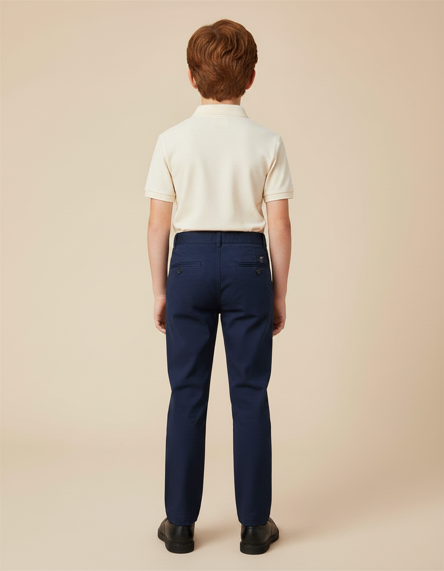 Pantalon Chino Marine Coton Droit Élégant Garçon - vue 2