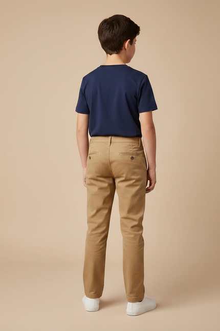 Pantalon Chino Kaki Coton Coupe Droite Confortable - vue 2