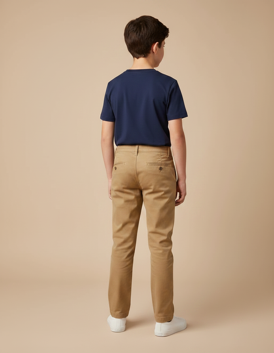 Pantalon Chino Kaki Coton Coupe Droite Confortable - vue 2