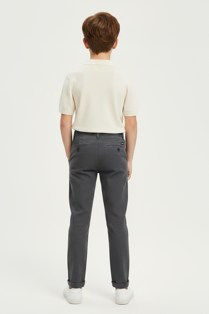 Pantalon Chino Gris Enfant Slim Décontracté - Gabardine - vue 2