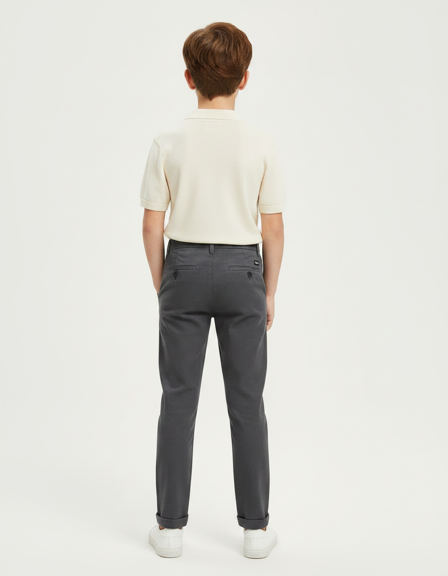 Pantalon Chino Gris Enfant Slim Décontracté - Gabardine - vue 2
