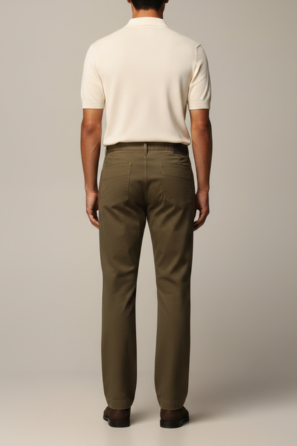 Pantalon Chino Kaki Coton Droit Classique Homme - vue 2