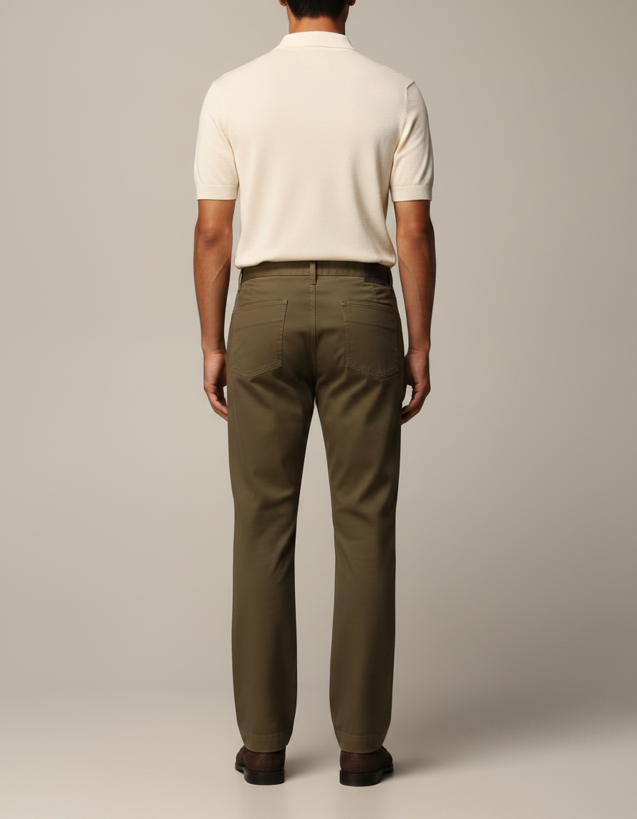 Pantalon Chino Kaki Coton Droit Classique Homme - vue 2