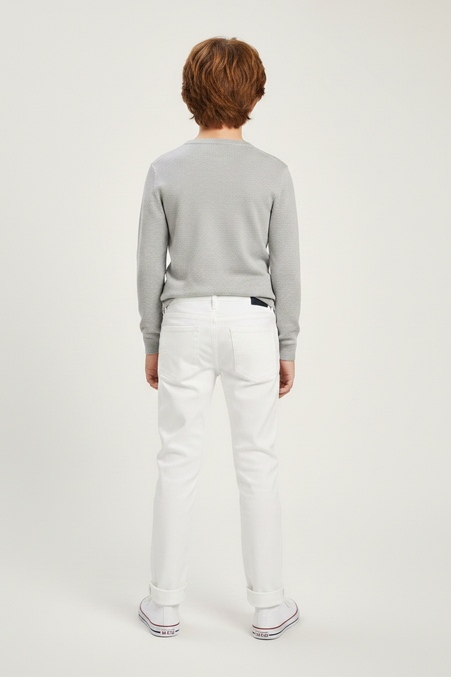 Pantalon Chino Blanc Garcon - Gabardine - vue 2