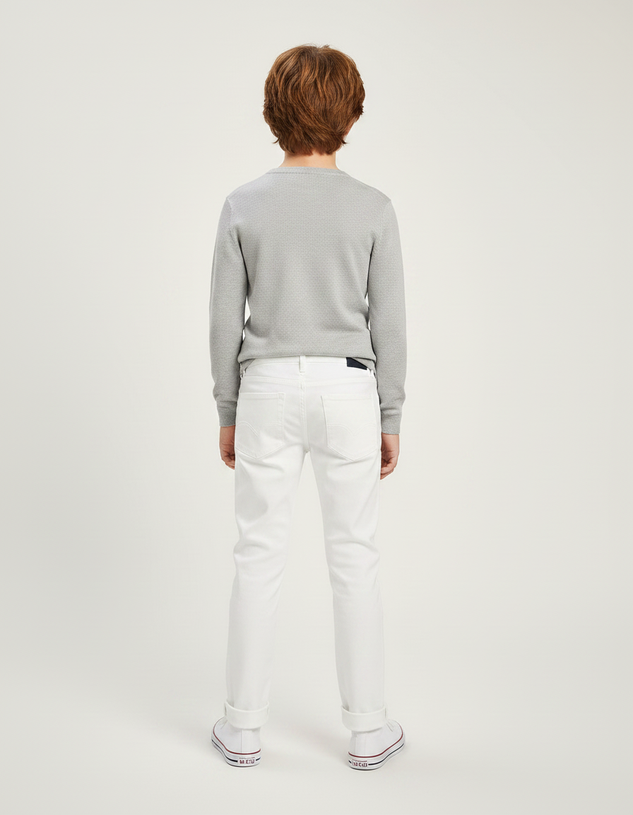 Pantalon Chino Blanc Garcon - Gabardine - vue 2