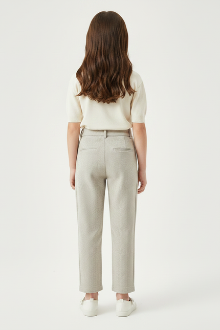 Pantalon Chino Gris Chiné Droit Élégant Enfant - Tweed - vue 2