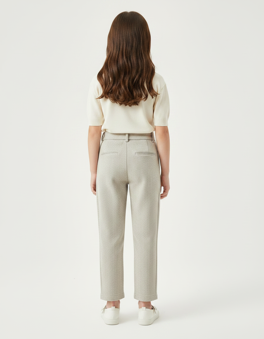 Pantalon Chino Gris Chiné Droit Élégant Enfant - Tweed - vue 2