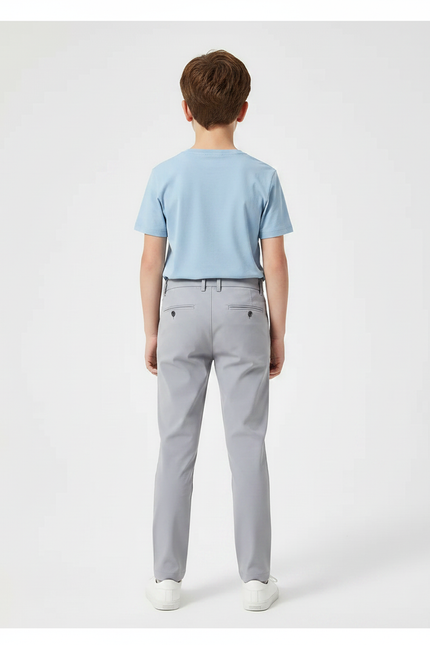 Pantalon Chino Gris Slim Enfant Décontracté Ajusté - Polyester - vue 2