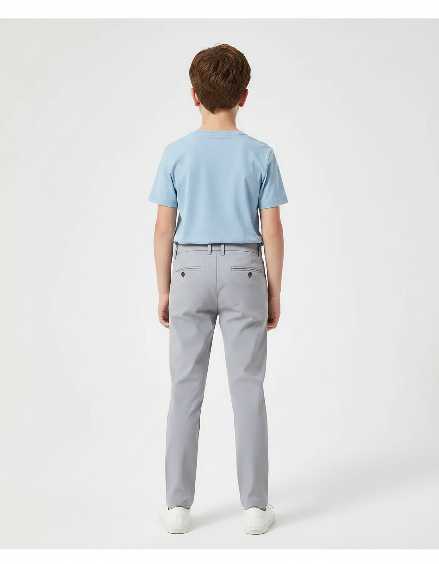 Pantalon Chino Gris Slim Enfant Décontracté Ajusté - Polyester - vue 2
