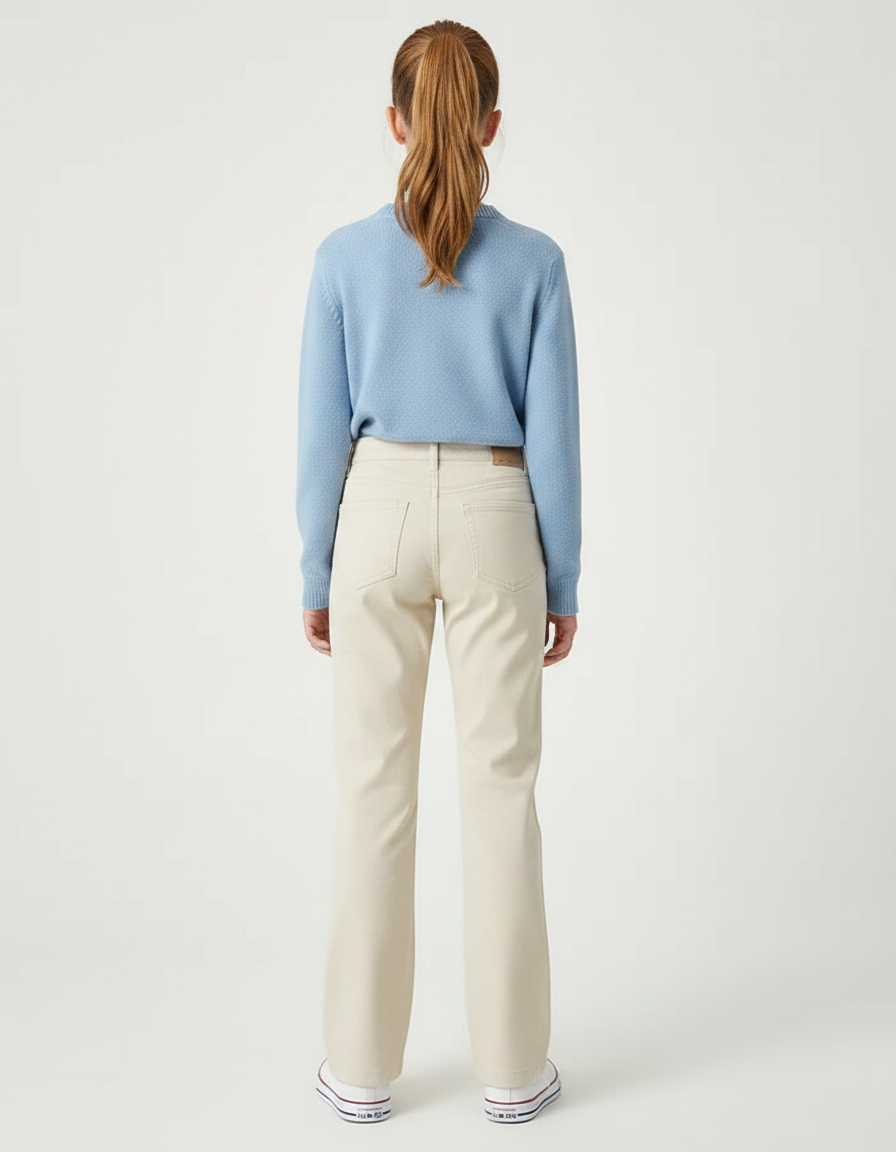 Pantalon Chino Beige Droit Coton Décontracté Enfant - Gabardine - vue 2