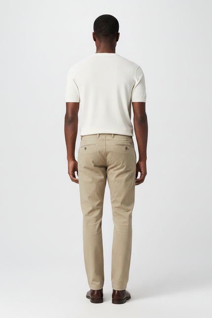 Pantalon Chino Beige Coton Slim Décontracté Homme - vue 2