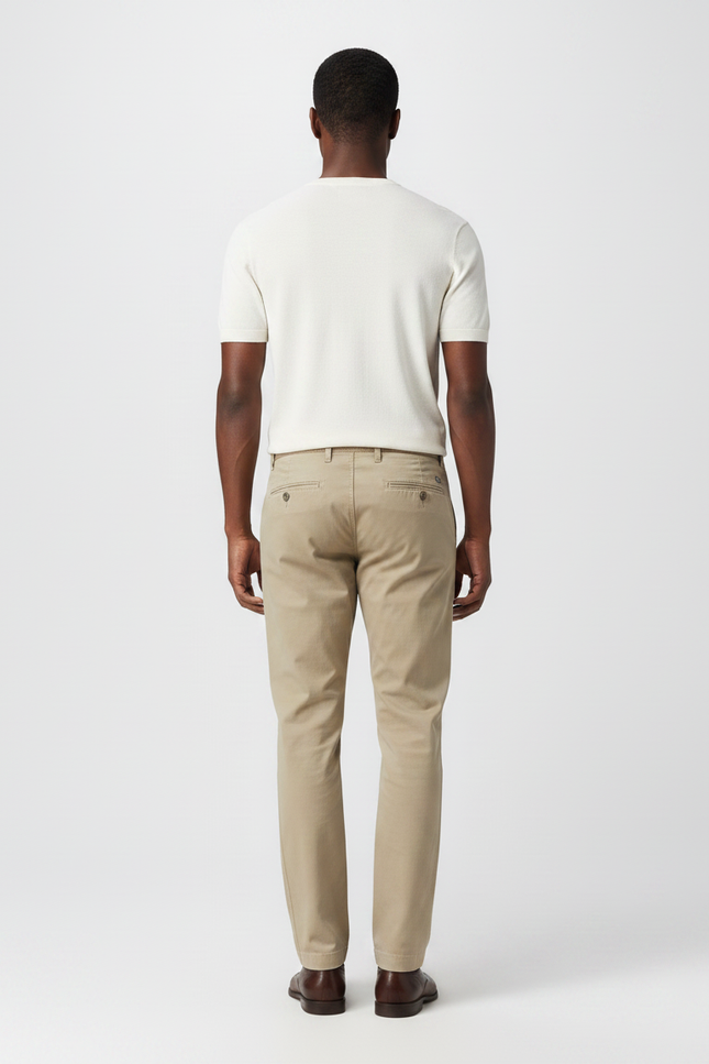 Pantalon Chino Beige Coton Slim Décontracté Homme - vue 2
