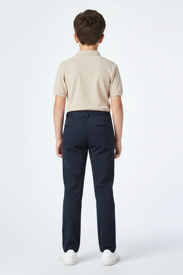 Pantalon Chino Bleu Marine Coupe Droite Enfant - Gabardine - vue 2