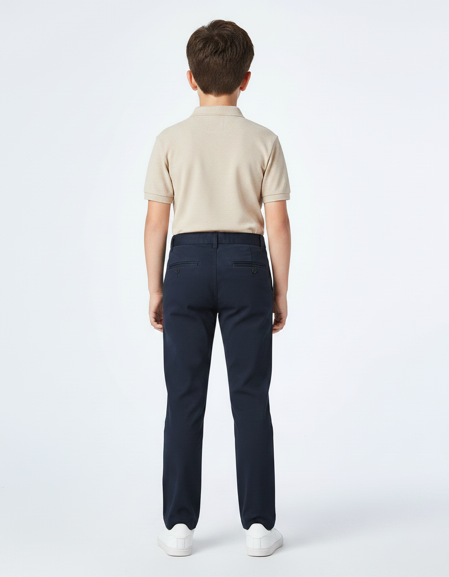 Pantalon Chino Bleu Marine Coupe Droite Enfant - Gabardine - vue 2