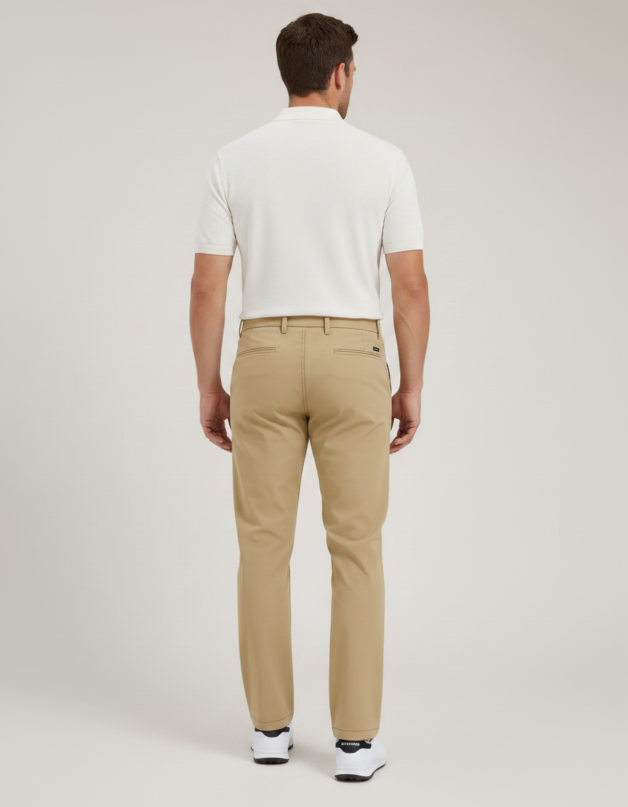 Pantalon Chino Beige Coupe Droite Homme Extensible Décontracté - Polyester - vue 2