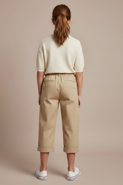 Pantalon Chino Beige Coton Élastique Décontracté Enfant - vue 2