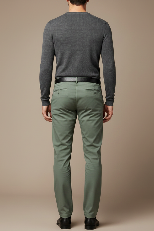 Pantalon Chino Vert Droit Coton Décontracté Homme - vue 2