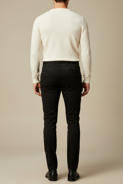 Pantalon Chino Noir Slim Coton Décontracté Homme - vue 2