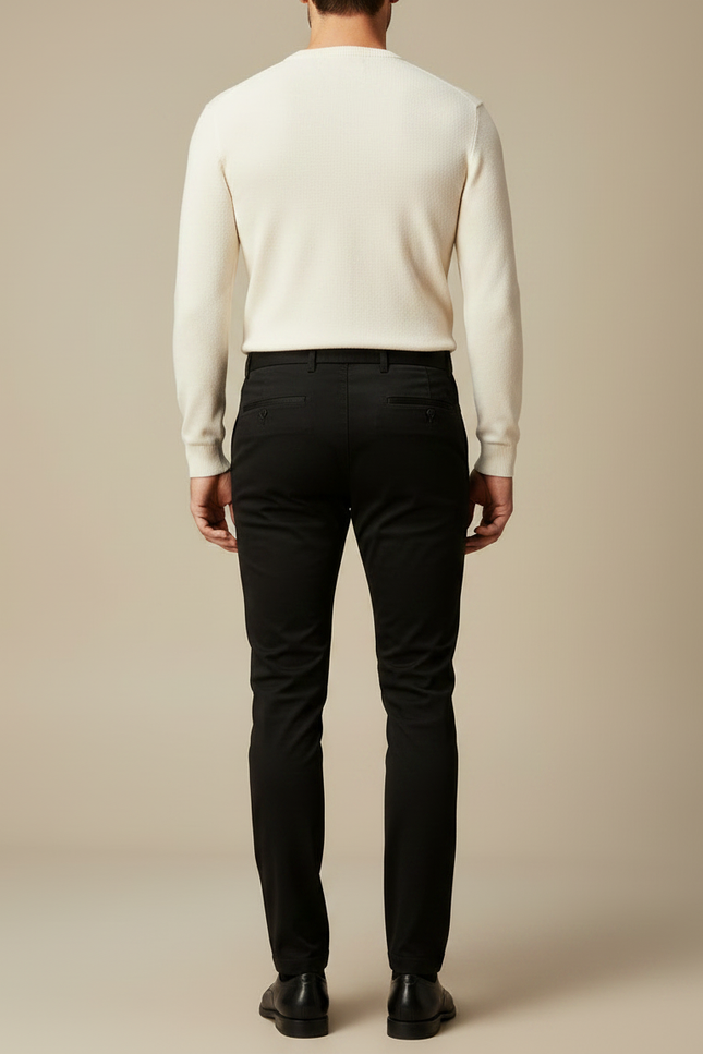 Pantalon Chino Noir Slim Coton Décontracté Homme - vue 2