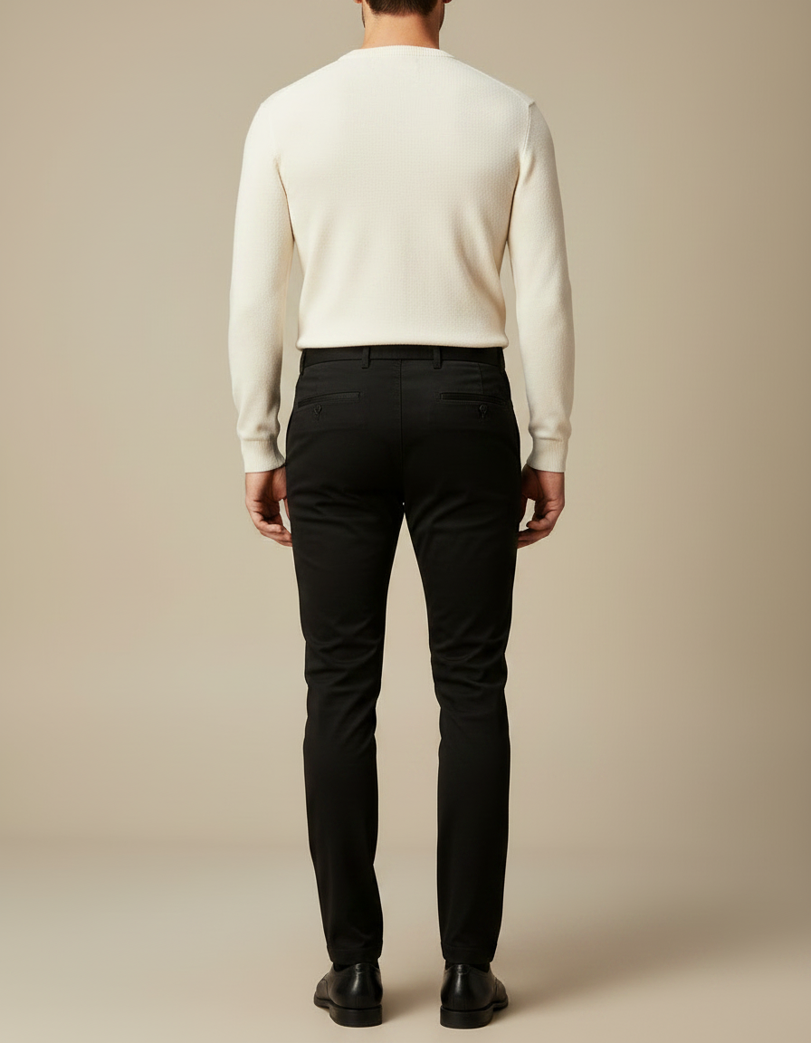 Pantalon Chino Noir Slim Coton Décontracté Homme - vue 2