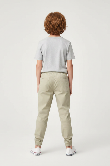 Pantalon Chino Kaki Cordon Décontracté Enfant - Gabardine - vue 2