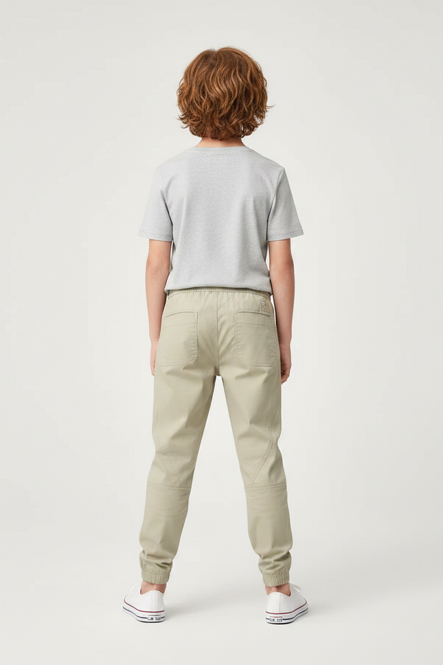 Pantalon Chino Kaki Cordon Décontracté Enfant - Gabardine - vue 2