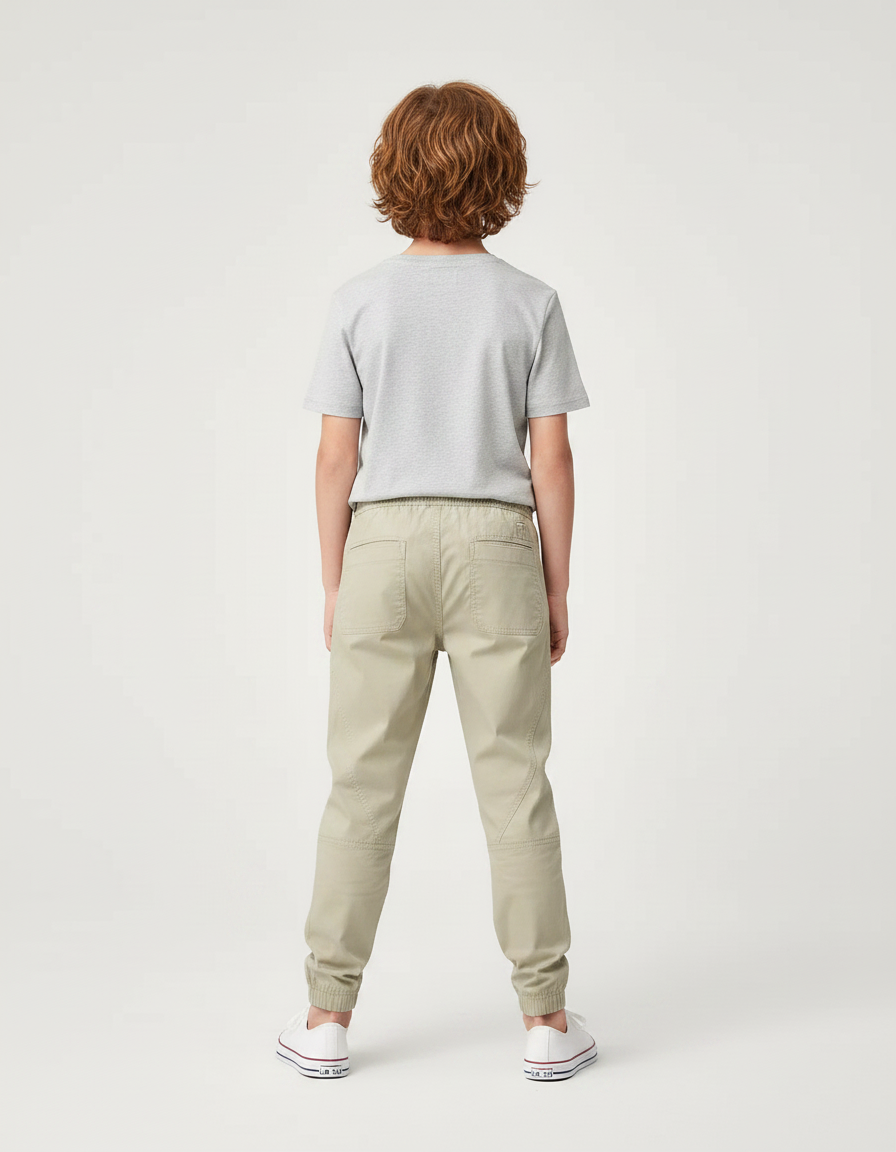 Pantalon Chino Kaki Cordon Décontracté Enfant - Gabardine - vue 2