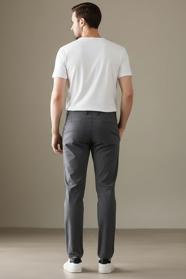Pantalon Chino Gris Slim Élégant Confortable Décontracté - Polyester - vue 2