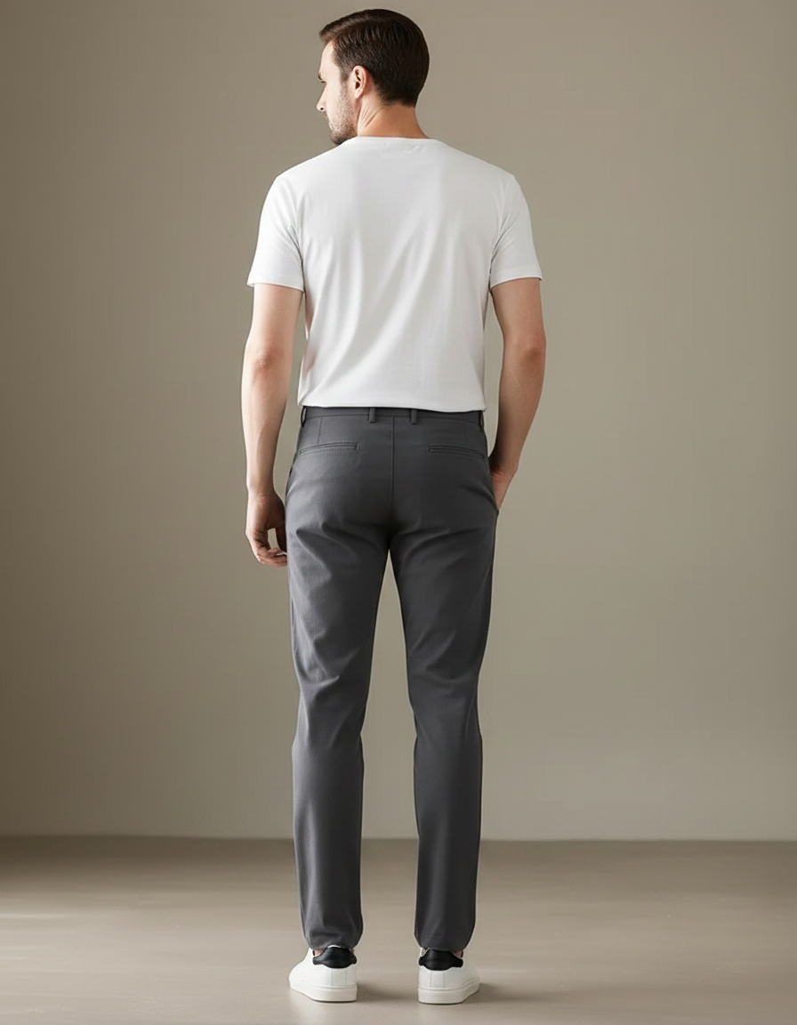 Pantalon Chino Gris Slim Élégant Confortable Décontracté - Polyester - vue 2