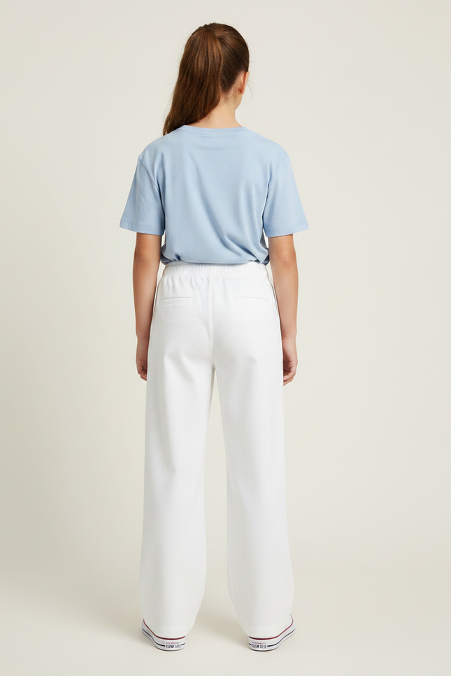 Pantalon Chino Blanc Droit Ample Confortable Fille - Gabardine - vue 2